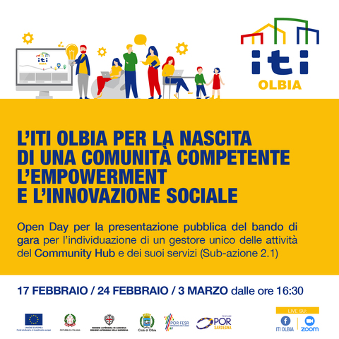 ITI Olbia: tre Open Day dedicati alla presentazione del bando di gara del “Progetto Community Hub: incubatore sociale e comunità competente”